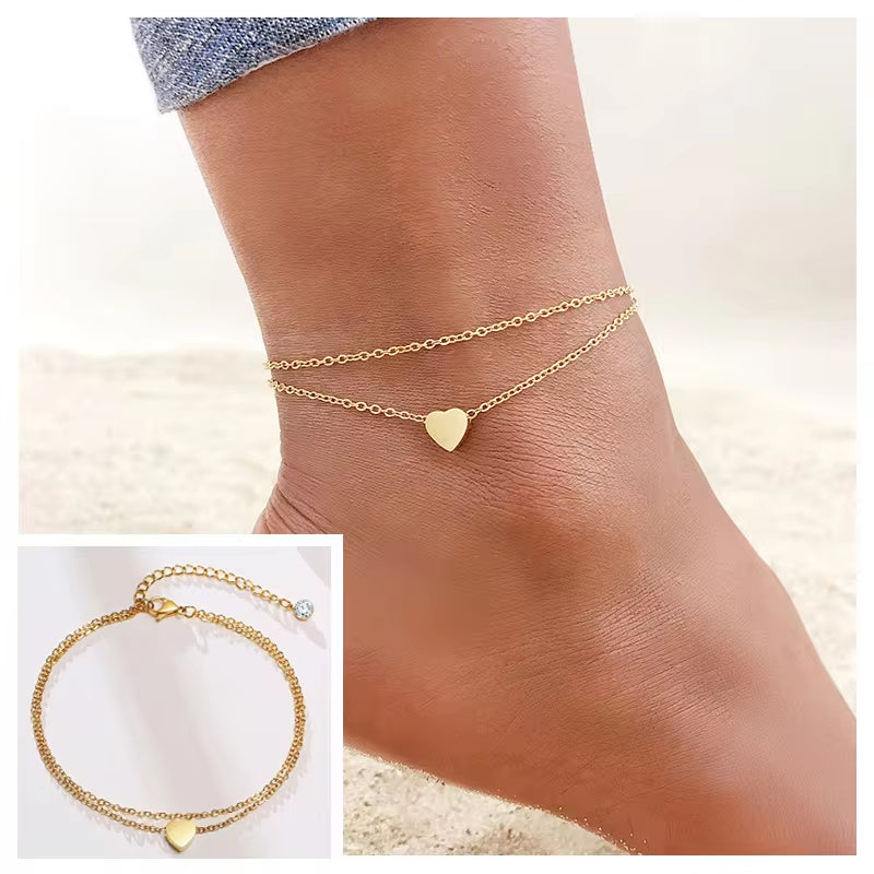 Stainless Steel Curb Cuban Chain Link Ankle  Women