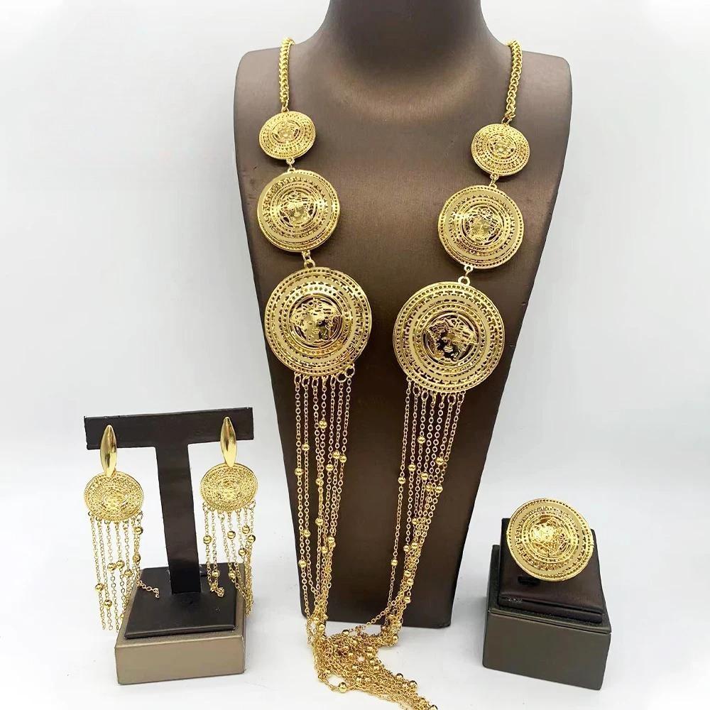 Long Necklace Earrings Ring Set Elegant Women Jewelry Set