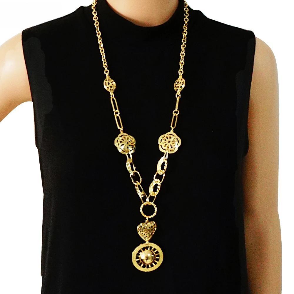 Fashion Gold Color Long Necklace For Women Long Chain Pendants Necklaces