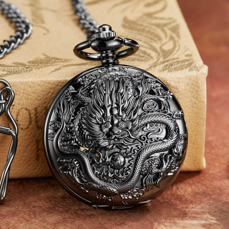 Retro Mechanical  Dragon Play Ball Steampunk Skeleton Pocket Watch