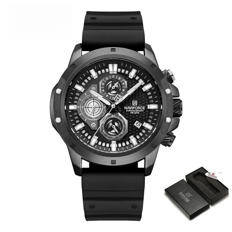 Luxury Men's Watches Casual Sport Chronograph Silicone Strap Date Waterproof Quartz Wristwatch