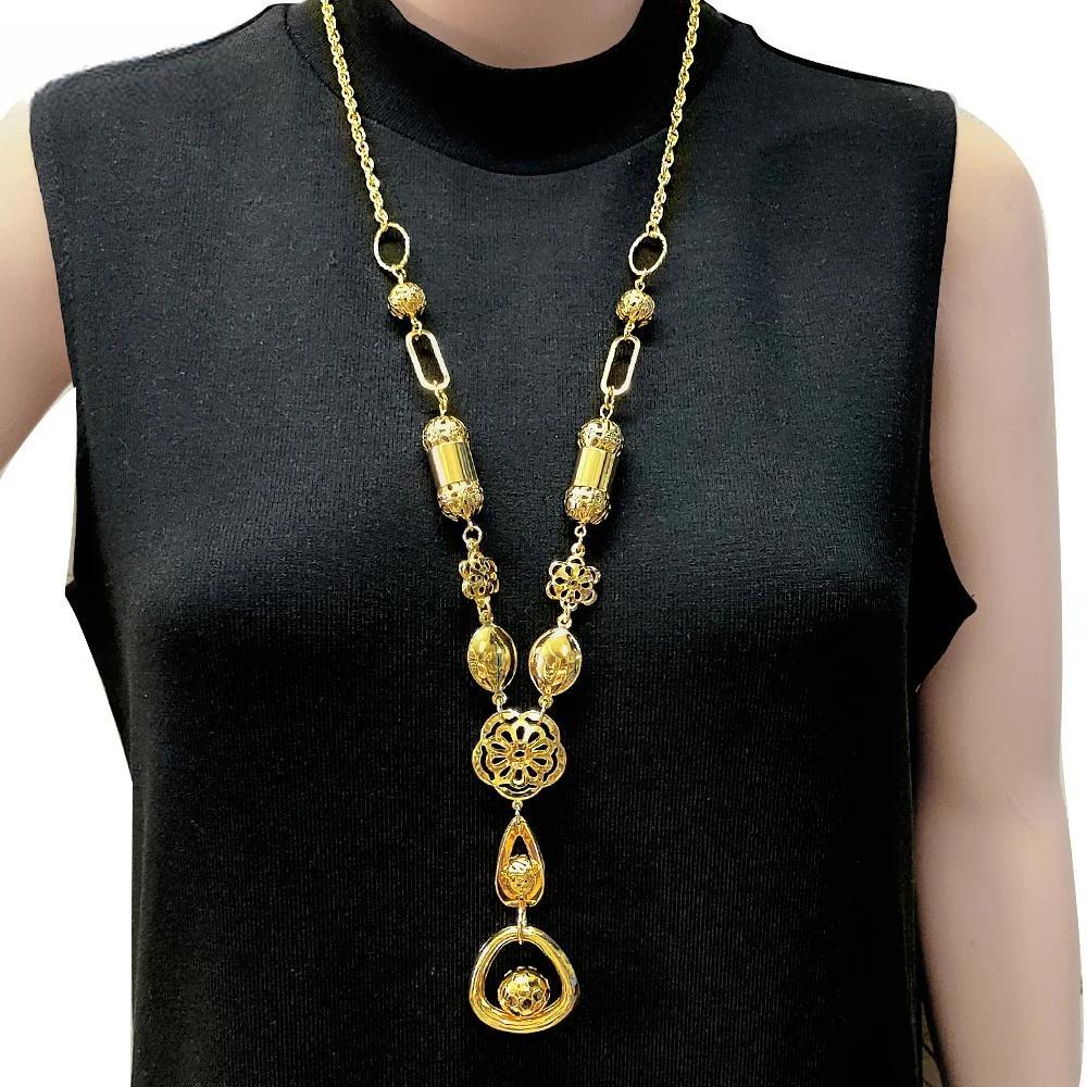 Fashion Gold Color Long Necklace For Women Long Chain Pendants Necklaces