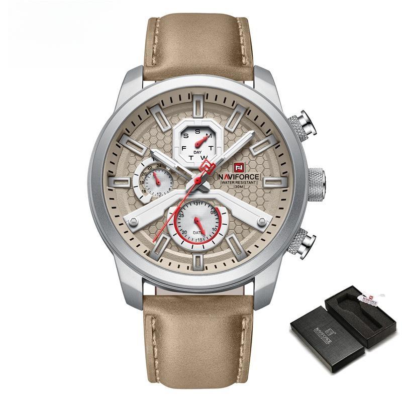 Watches Men's Sport Quartz Leisure Wristwatches Luxury Genuine Leather Clock