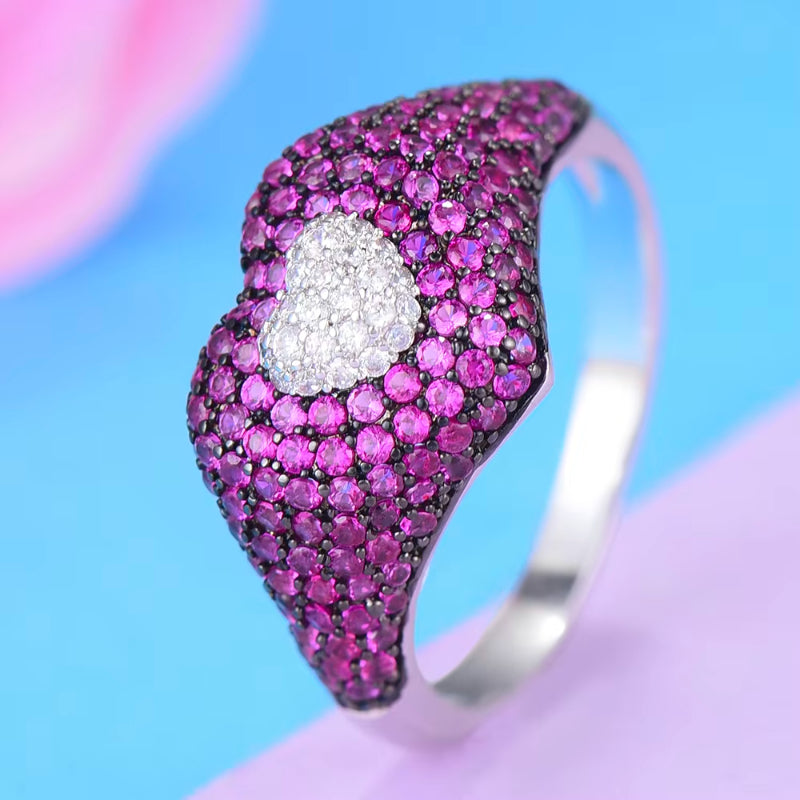 New Trendy Heart Stackable Chic Ring AAA Cubic Zircon For Women