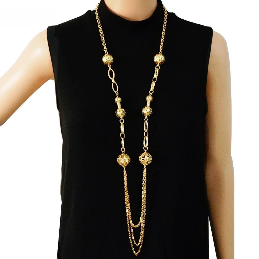 Fashion Gold Color Long Necklace For Women Long Chain Pendants Necklaces