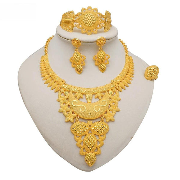 Fashion Luxury Dubai Gold Color Jewelry Sets For Women