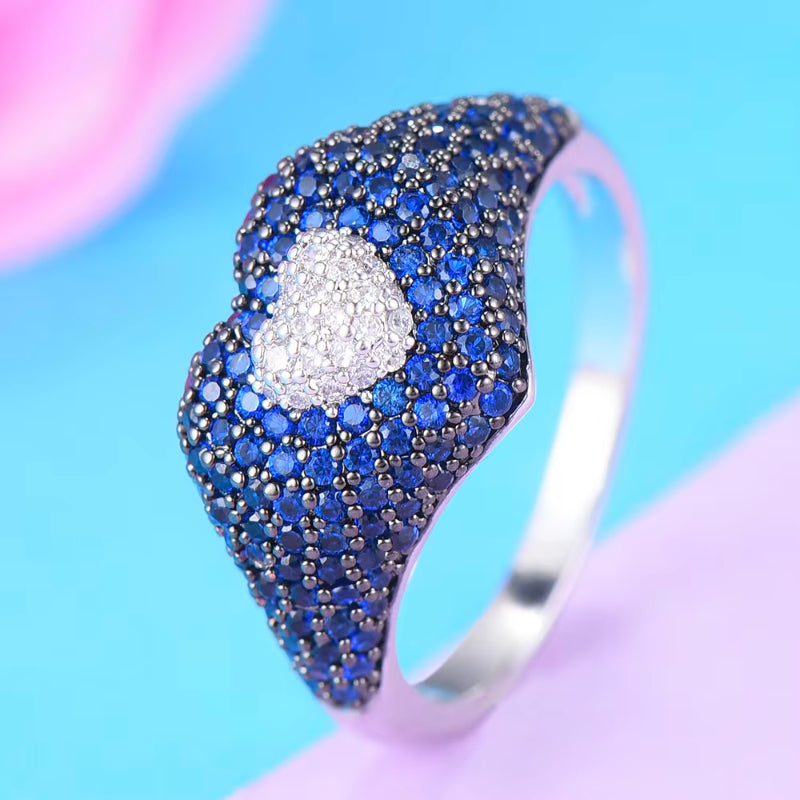 New Trendy Heart Stackable Chic Ring AAA Cubic Zircon For Women