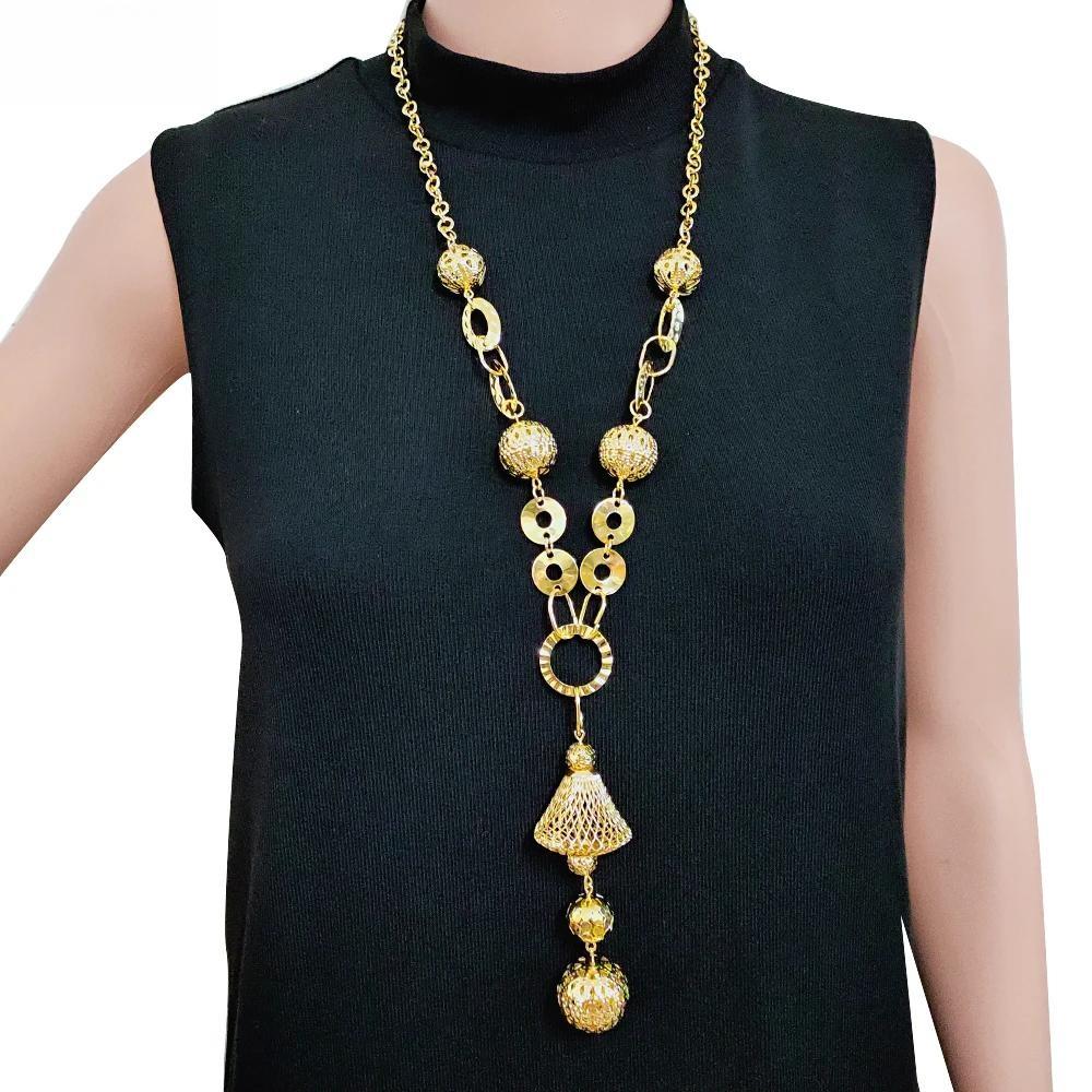 Fashion Gold Color Long Necklace For Women Long Chain Pendants Necklaces