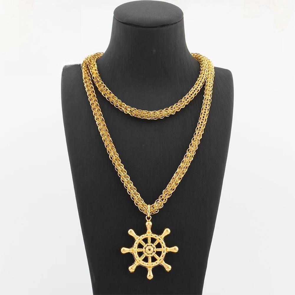 Gold Plated Pendant with 100 cm Long Chain Copper Animal Pattern Necklace For Women