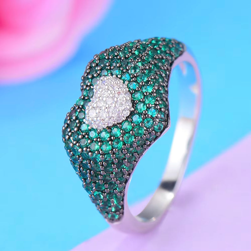 New Trendy Heart Stackable Chic Ring AAA Cubic Zircon For Women