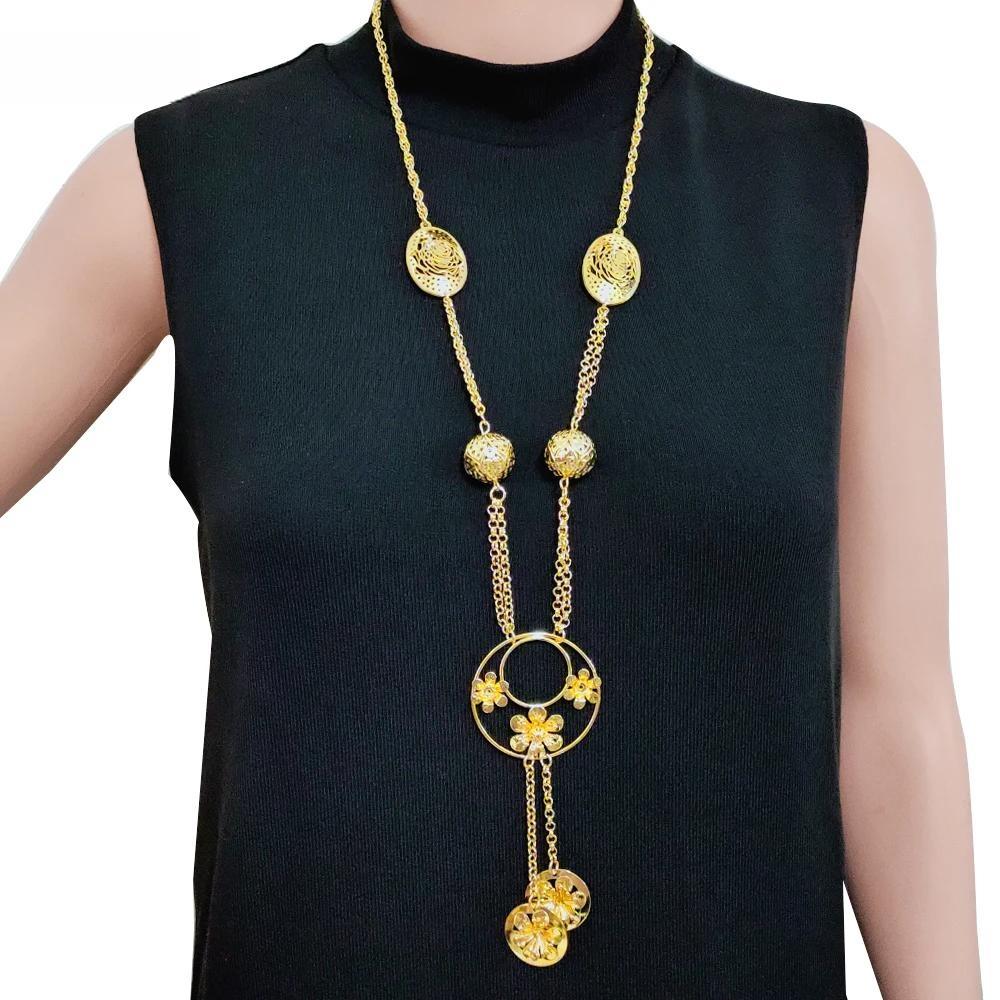 Fashion Gold Color Long Necklace For Women Long Chain Pendants Necklaces