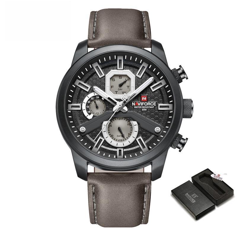 Watches Men's Sport Quartz Leisure Wristwatches Luxury Genuine Leather Clock