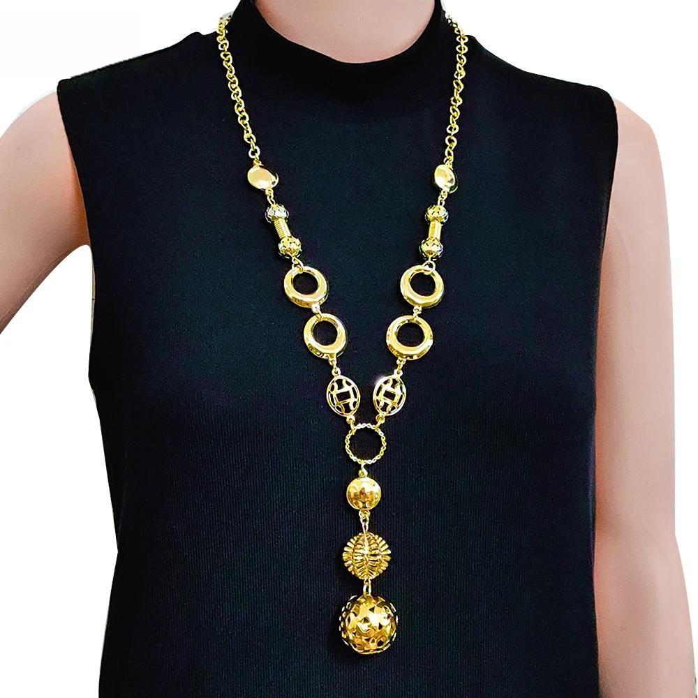 Fashion Gold Color Long Necklace For Women Long Chain Pendants Necklaces