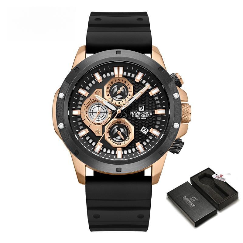 Luxury Men's Watches Casual Sport Chronograph Silicone Strap Date Waterproof Quartz Wristwatch