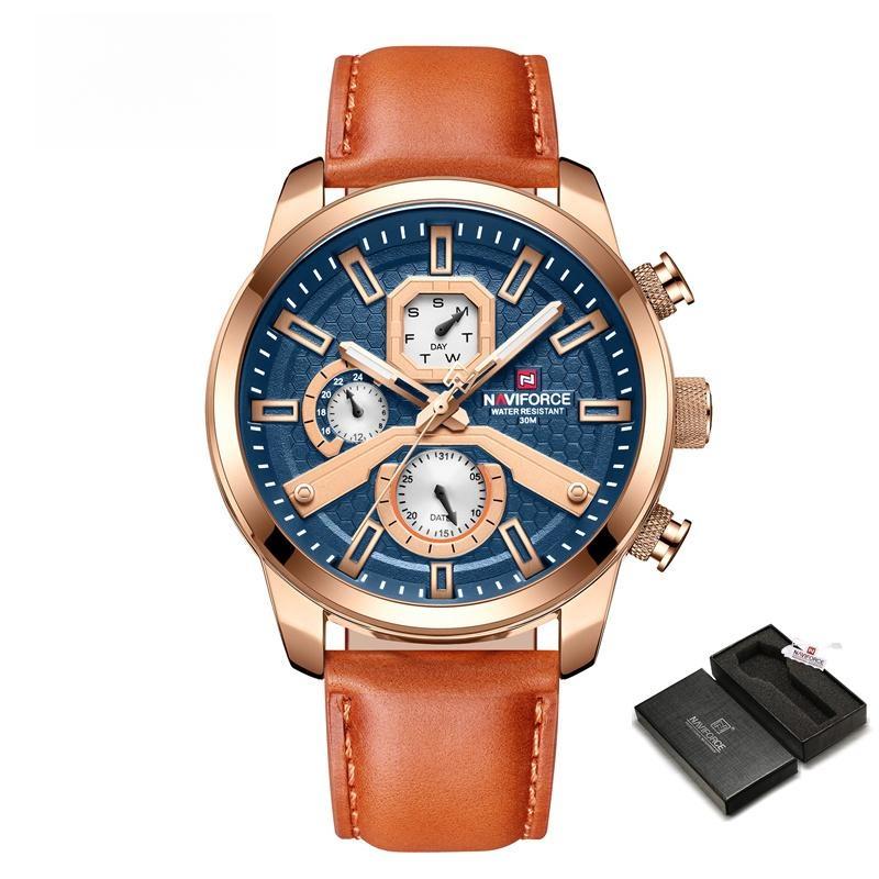 Watches Men's Sport Quartz Leisure Wristwatches Luxury Genuine Leather Clock