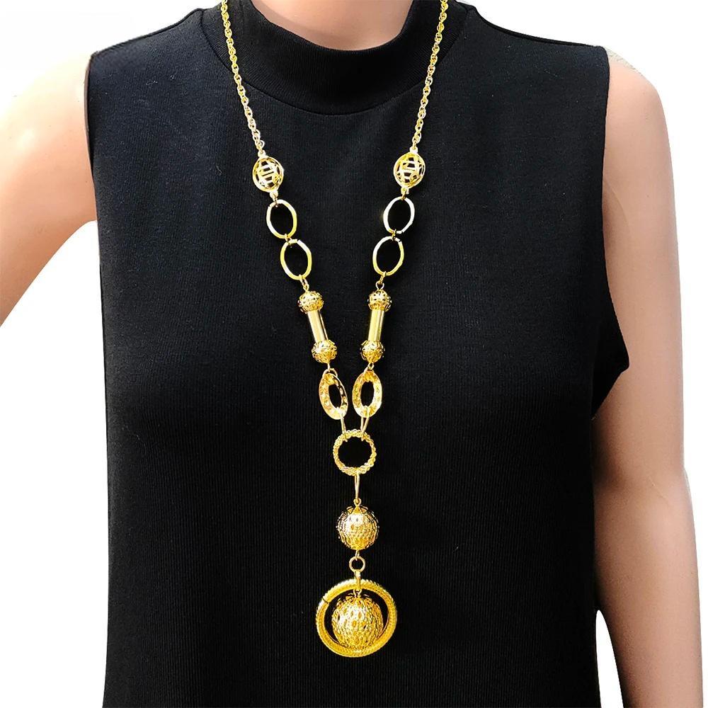 Fashion Gold Color Long Necklace For Women Long Chain Pendants Necklaces