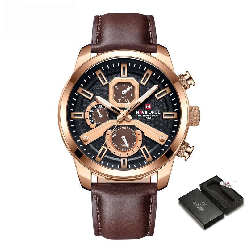 Watches Men's Sport Quartz Leisure Wristwatches Luxury Genuine Leather Clock