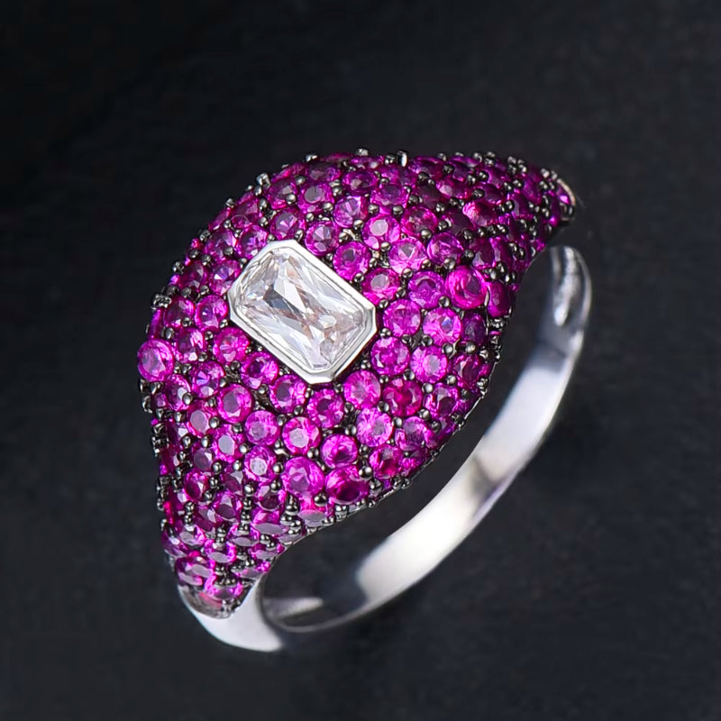 New Trendy Heart Stackable Chic Ring AAA Cubic Zircon For Women