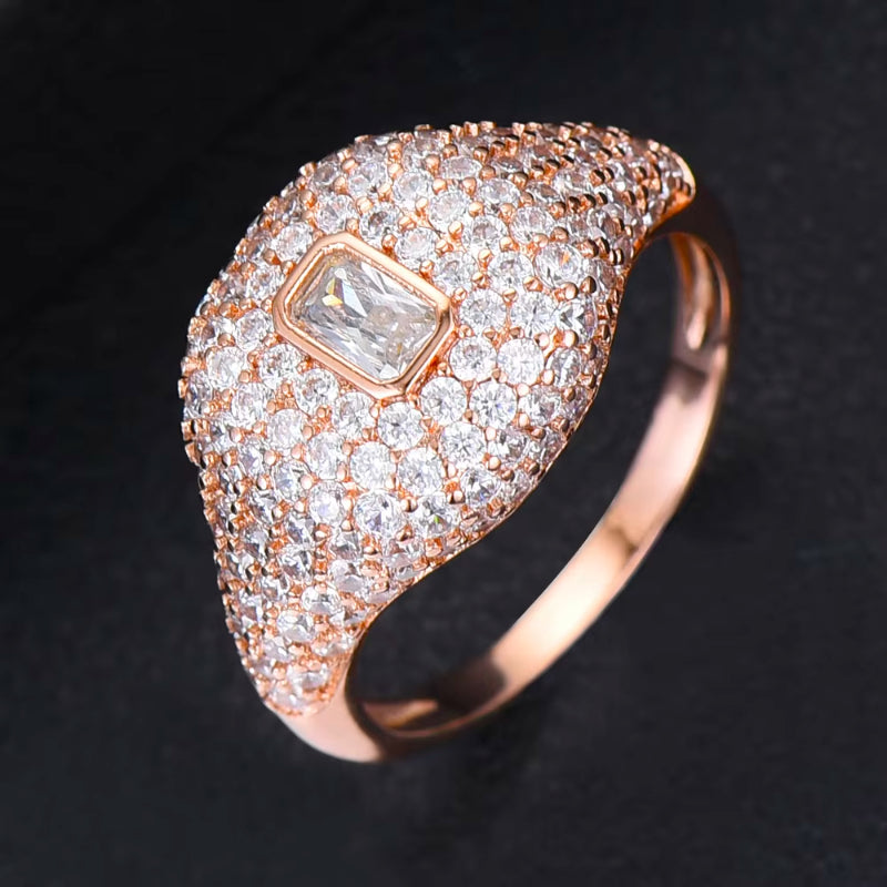 New Trendy Heart Stackable Chic Ring AAA Cubic Zircon For Women