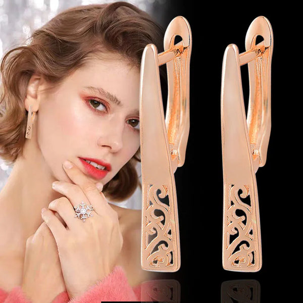 New Minimalist Style Earrings 585 Rose Gold Color Hoop Earring For Women