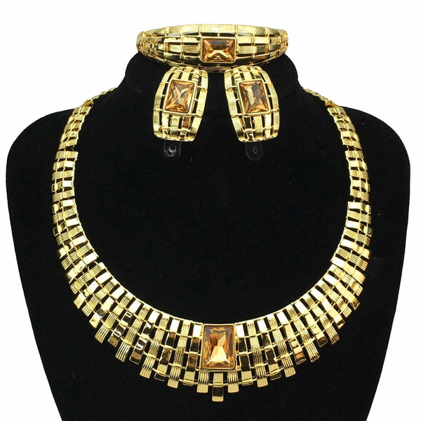 Dubai Costume Jewelry Sets High Quality Necklace with Rhinestone for Women