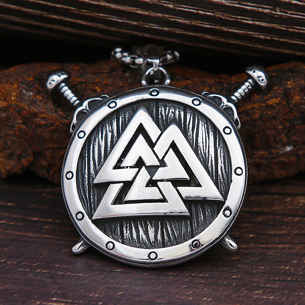 Nordic Viking Warrior Shield Pendant Necklace Men