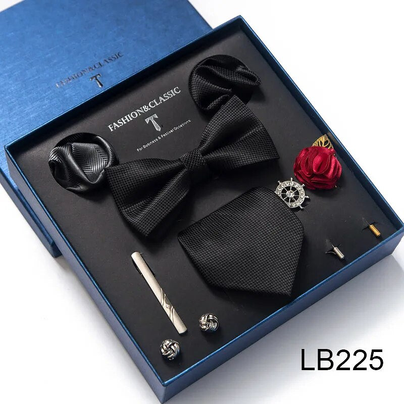 Men's Tie Set Luxury Gift Box Silk Tie Necktie Set 8pcs Inside Packing