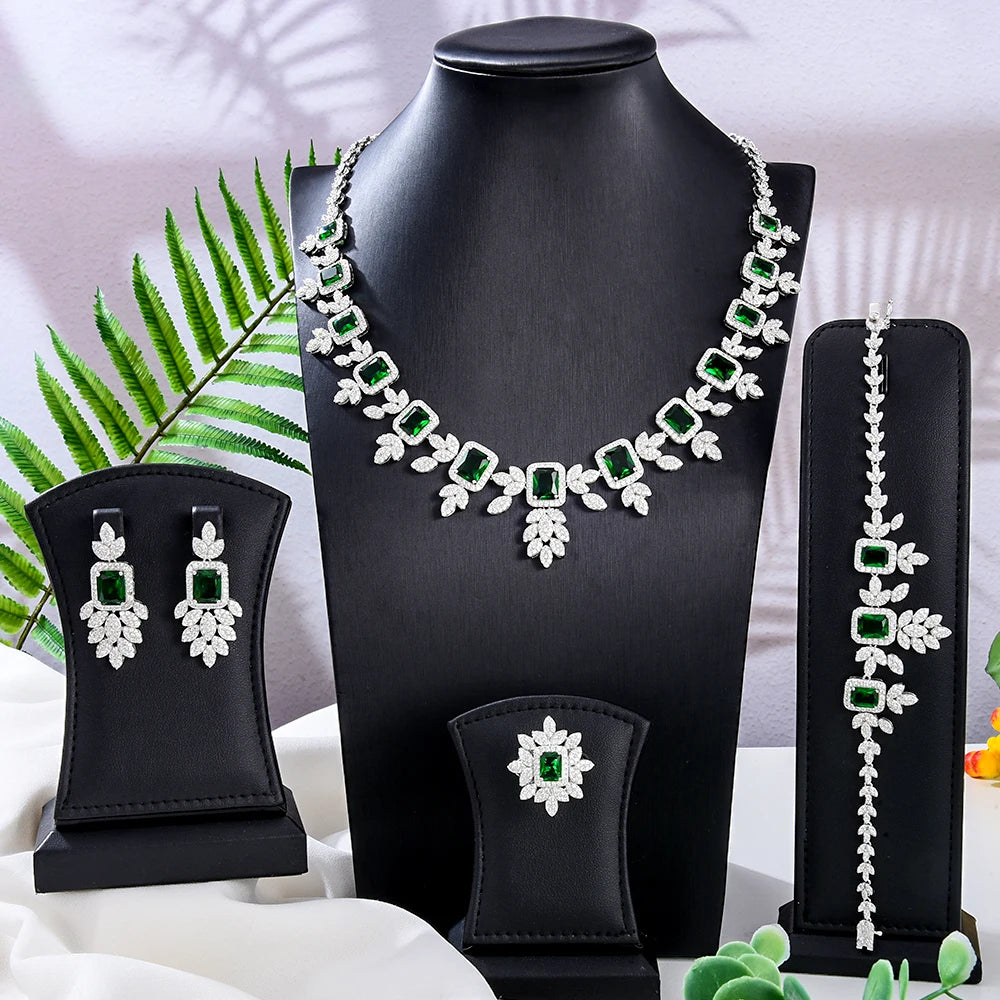 Luxury Trend Gorgeous Necklace Earrings Bangle Ring Set African Jewelry Sets For Women