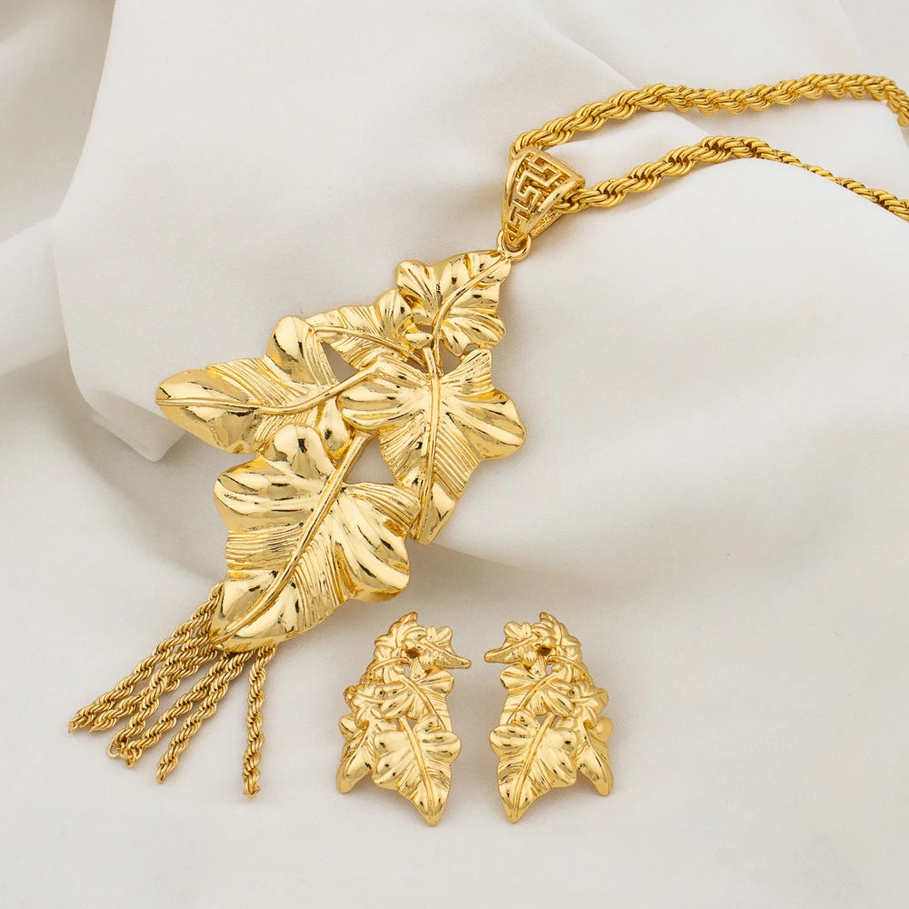 Luxury Dubai Gold Color Jewelry Set For Women