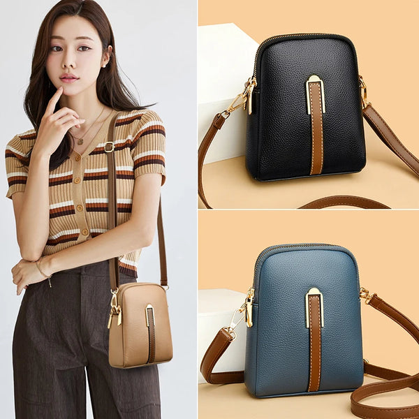 Luxury Genuine Leather Women's Phone Bag Wallets Fashion Shoulder Messenger Bags