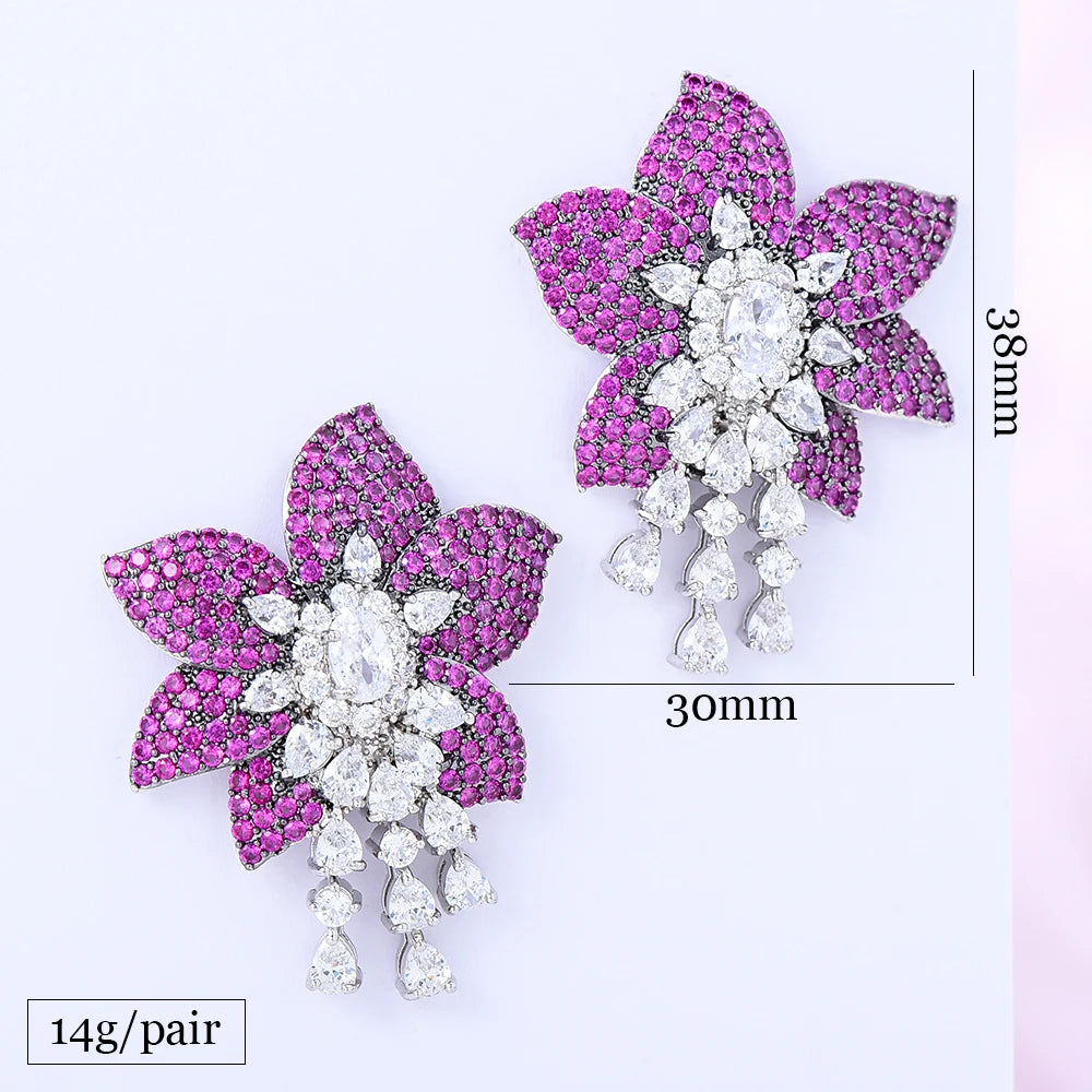 Trendy Fresh Summer Colors Charm Flower Earrings For Women Wedding Bridal Earrings