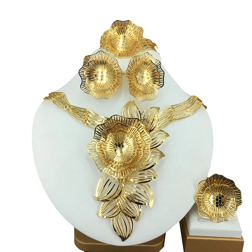 High Quality Brazilian Gold Plated Jewelry Sets for Women Wedding Party Jewelry Gifts