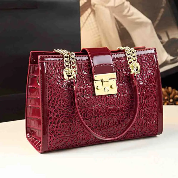 Fashion Noble Women Shoulder Lace Crocodile Print Handbag