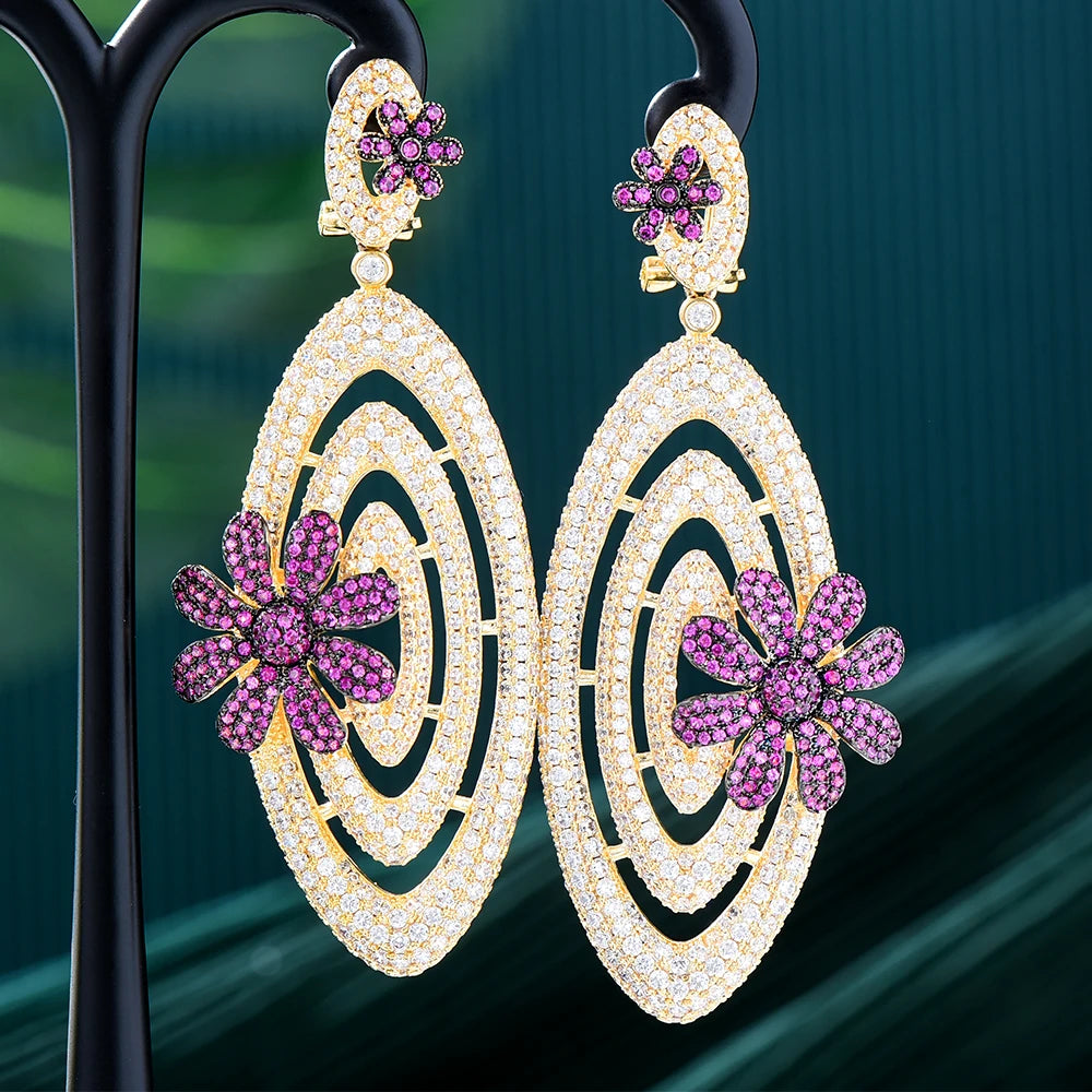 Luxury Gorgeous Charm Earrings for Women Bridal Shiny Drop Dangling Earrings