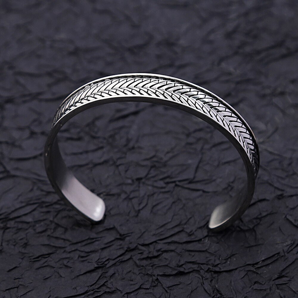 Simple Vintage Men's Stainless Steel Cuff Bracelets