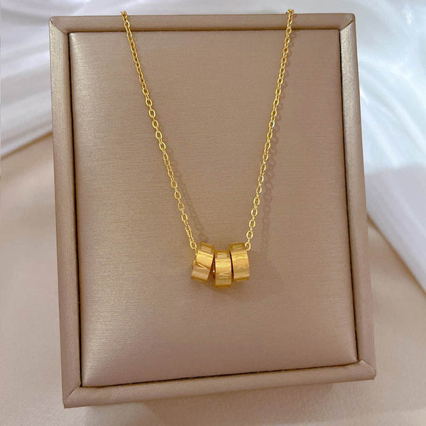 Gold Color Roman Circle Necklaces For Women