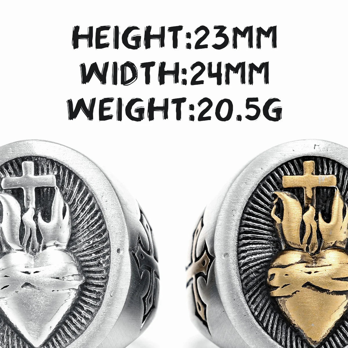 Heart of God Ring Religion Cross 316L Stainless Steel Mens Rings