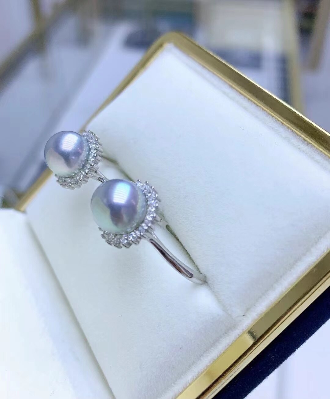 925 Sterling Silver Akoya 8-8.5mm Pearl Adjustable Rings