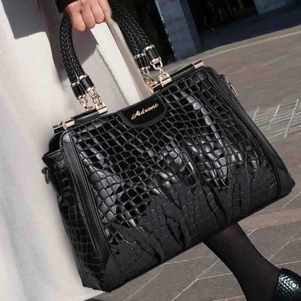 Elegant Women Handbags and Purses Luxury Genuine Leather Crocodile Print Top Handle Bag