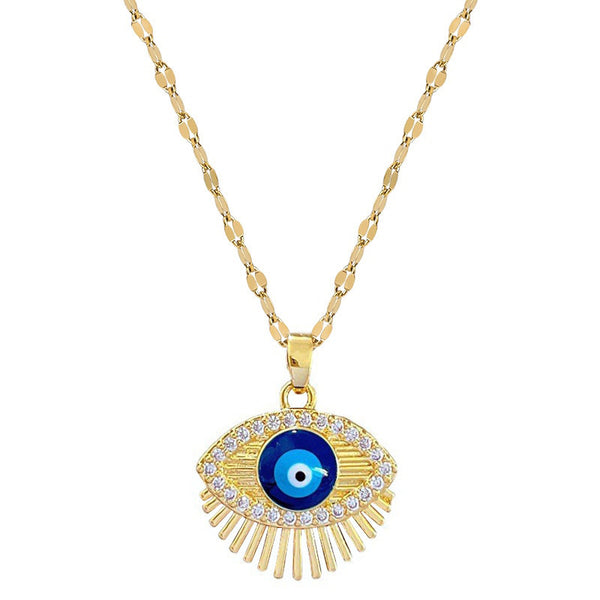 Gold Plated Turkish Blue Eye Of Evil Versatile Clavicle Chain For Women