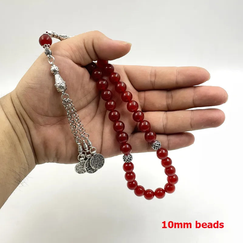 Tasbih Natural Brazil Red Agate Islamic misbaha Muslim bracelet prayer beads eid ramadan gift