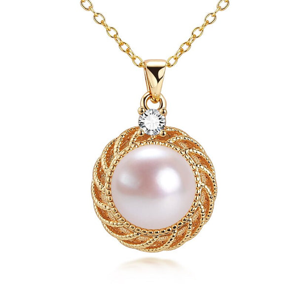 Exquisite14k Gold Filled Choker Pendant Pearl Necklace