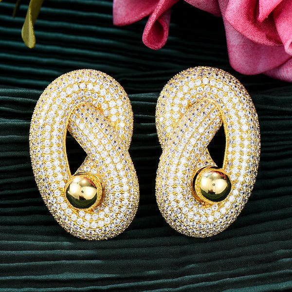 New Gorgeous Earrings For Women Wedding Party Luxury Geometric Sector Earrings