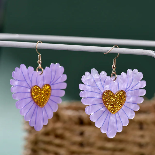 Fashion Sweet Exaggerated Double Layered Heart Earrings Women