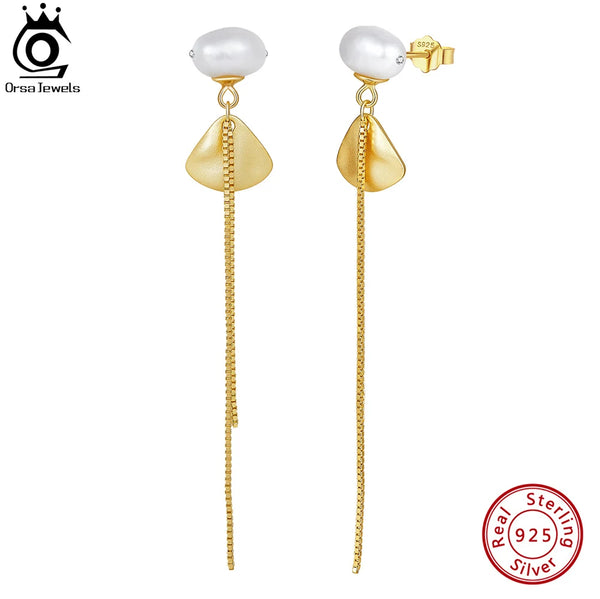 Fashion Long Chain Pearl Earrings for Women