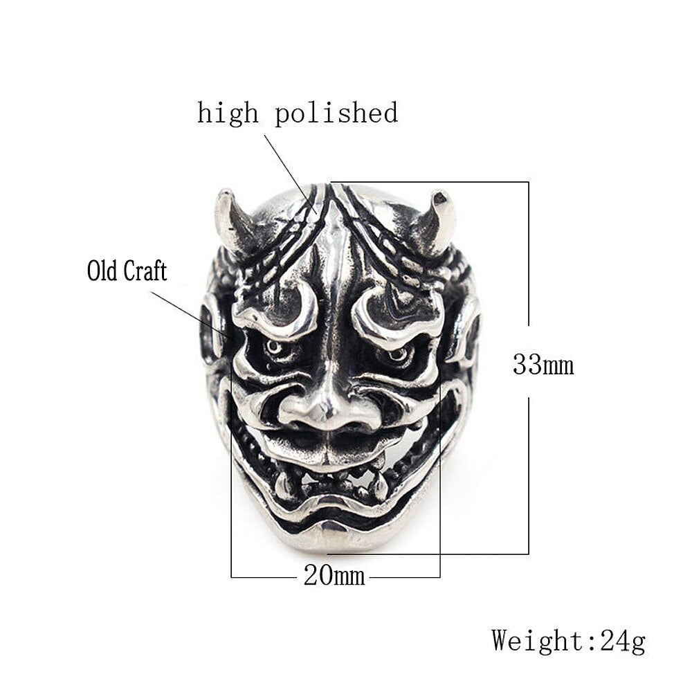 Gothic Bull Head Skull Men Ring Punk Hip Hop Japanese Demon Stainless Steel Skull Ring