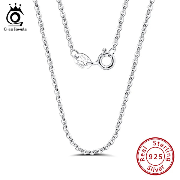 Italian 925 Sterling Silver 1mm Cable Chain for Women