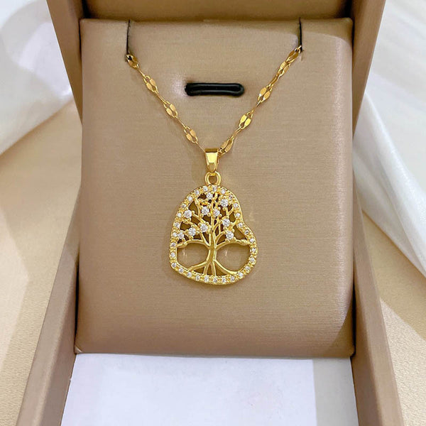 Infinity Hollow Tree Of Life Clavicle Necklace For Women