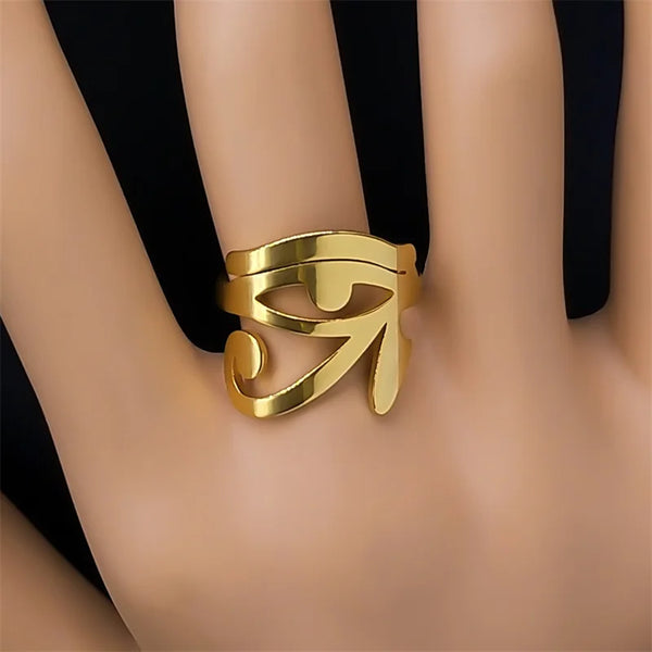 Ancient Egyptian Eye of Horus Ring for Men Women