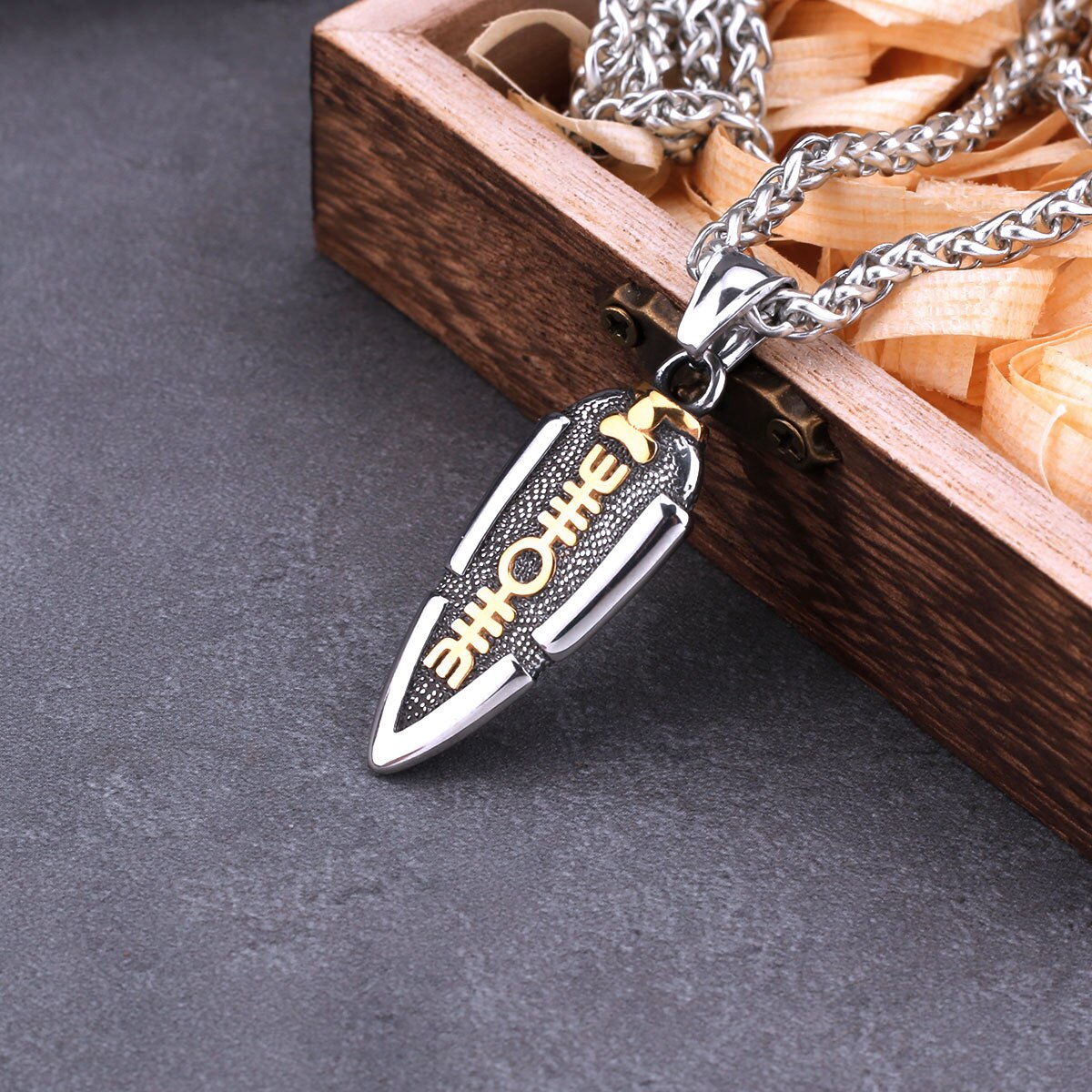 Stainless Steel Spear of Odin Valknut Gungnir Pendant Necklace